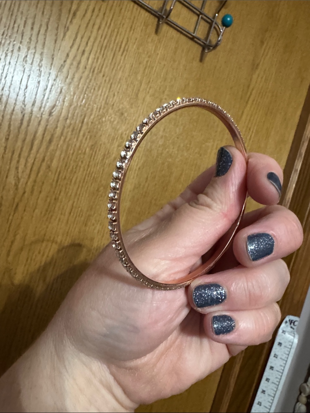 Rhinestone bangle Bracelet in Rose Gold Tone - Picture 6 of 6